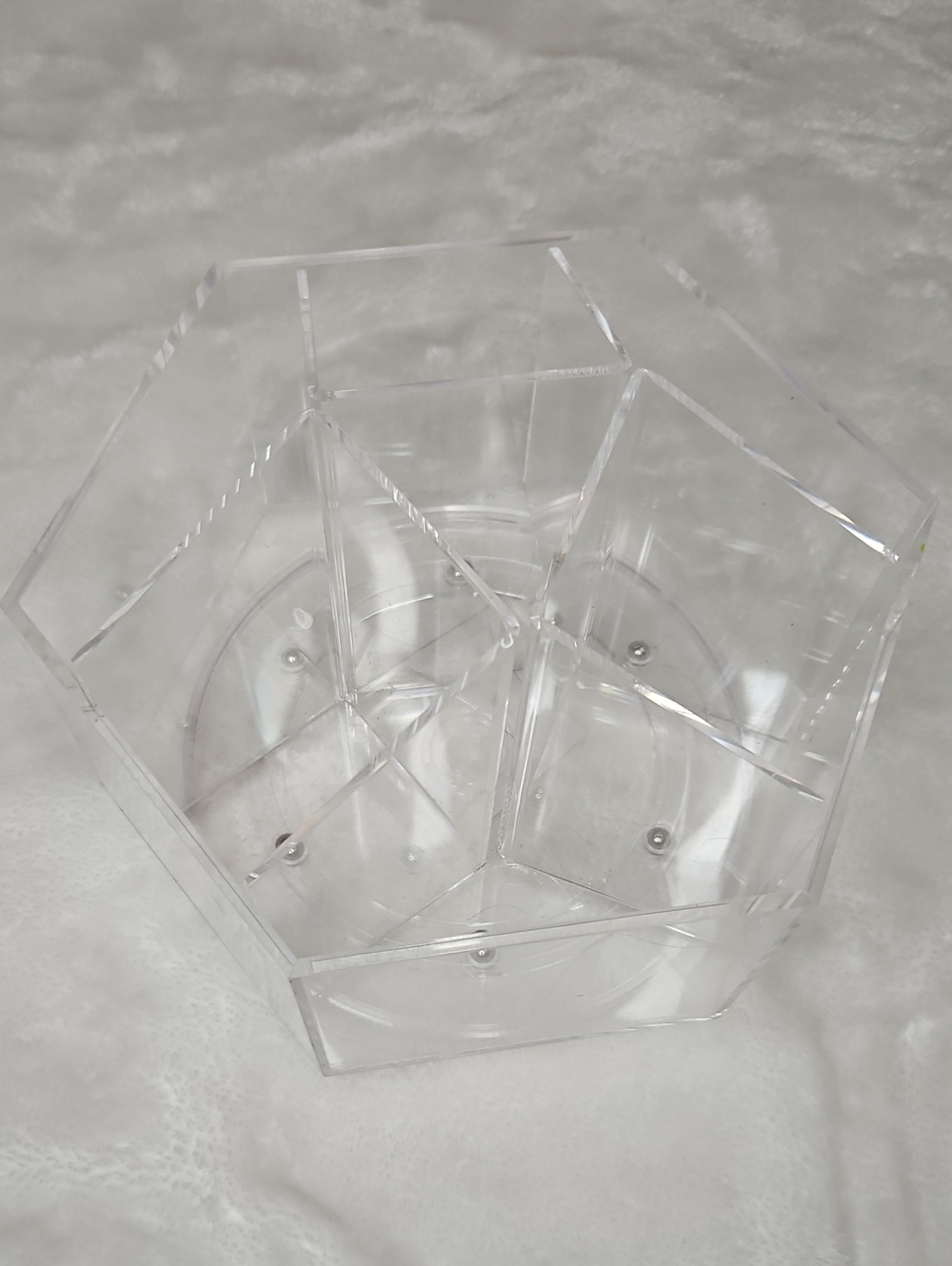 Clear Acrylic 360° Rotating Makeup & Desk Organizer - 7 Compartment Hexagonal
